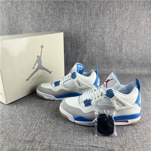 Women's Running weapon Air Jordan 4 White/Blue Shoes 060